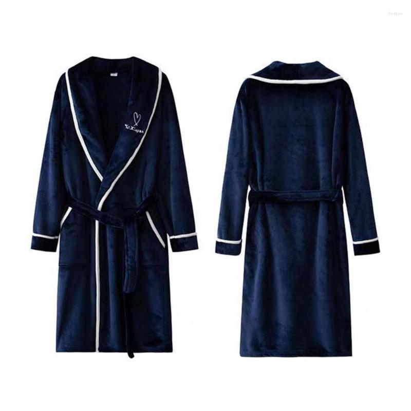 

Men's Sleepwear Chic Men Bathrobe Tight Waist Winter Soft Long Sleeves Home Wear, Wine red