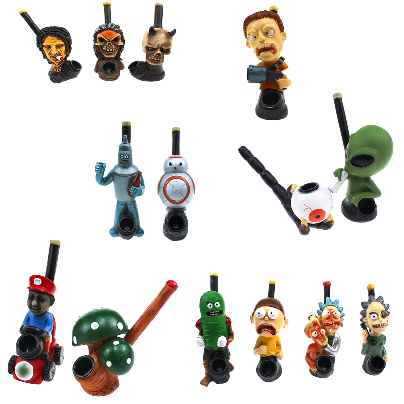 

Resin 30 Styles Plastic bong Smoking Pipes Cartoon Tobacco For Dry Herb Hand Water Pipes