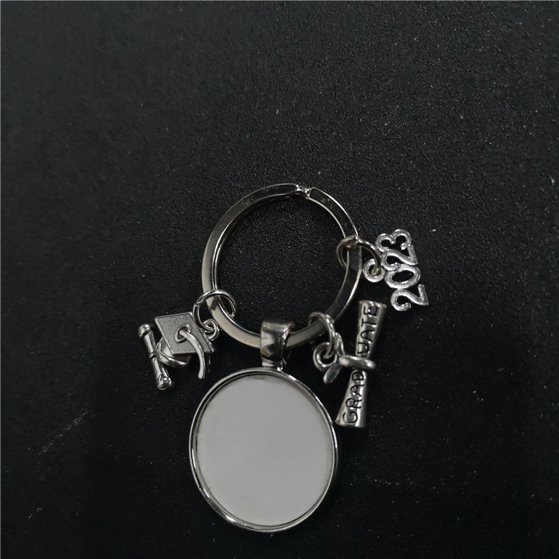 

sublimation blank 2023 graduation keychains hat charms key ring heat transfer printing blank diy materials factory price