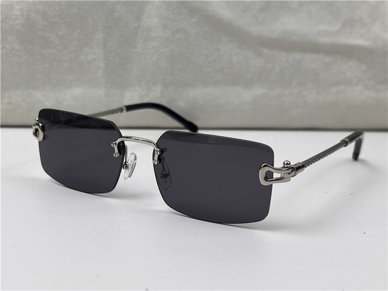 

selling vintage sunglasses rimless lens braided chain and chain buckle temple glasses business fashion avant-garde uv400 light decorative eyewear 8418