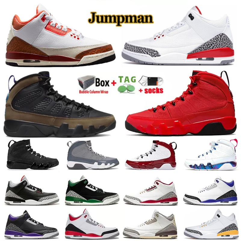 

Jumpman 3 9 Men women Basketball Shoes 3s 9s Black brown Mars Stone University Blue Hall of Fame Emine X Air Shady Laser Orange Sport Trainer sneakers size39-47, Box