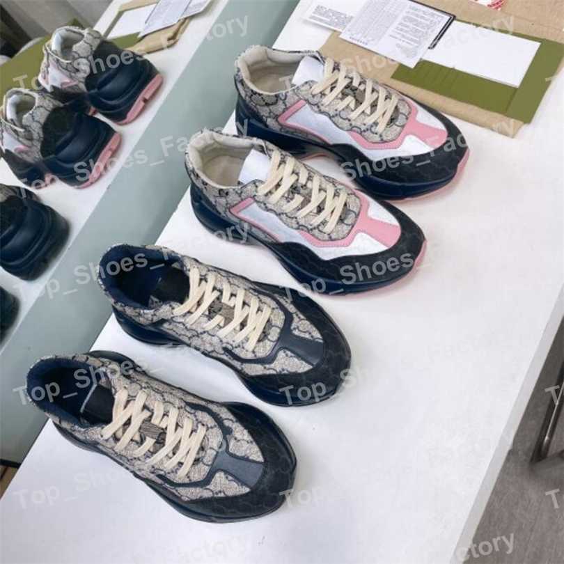 

2022 Rhyton Sneakers Designer Women Shoes Beige Men Trainers Vintage Luxury Chaussures Ladies Shoe Designers Sneaker size 35-46 With Box, Color 15