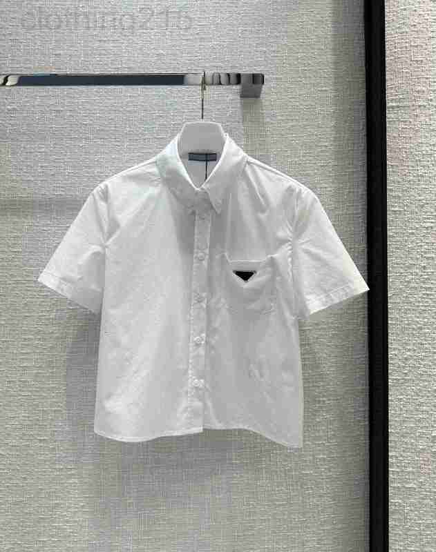 

Women' T-Shirt Designer New 2023 Fashion Turn Down Collar Elegant Soild Loose Shirts For Women Casual Short Sleeve Pockets Tops Y5D2, White