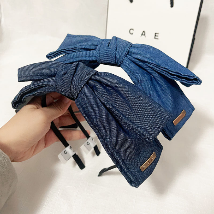 

Luxury Designer Headbands Women Solid Color Blue Brand Bow Letter Princess Hairband Korean Fashion Sport Wide Edge Head Scarf For Hair Accessories Gifts Wholesale, Deep blue