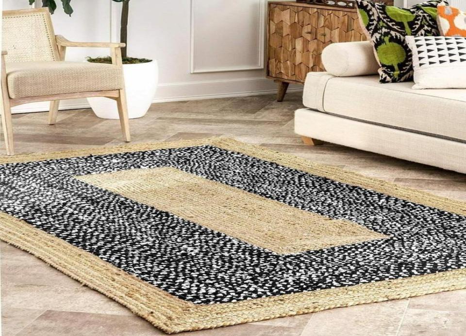 

Carpets Rug Cotton And Natural Jute Braided Reversible Modern Rustic Decorative Look Living Area Carpet Nonslip Handmade1425197, Red