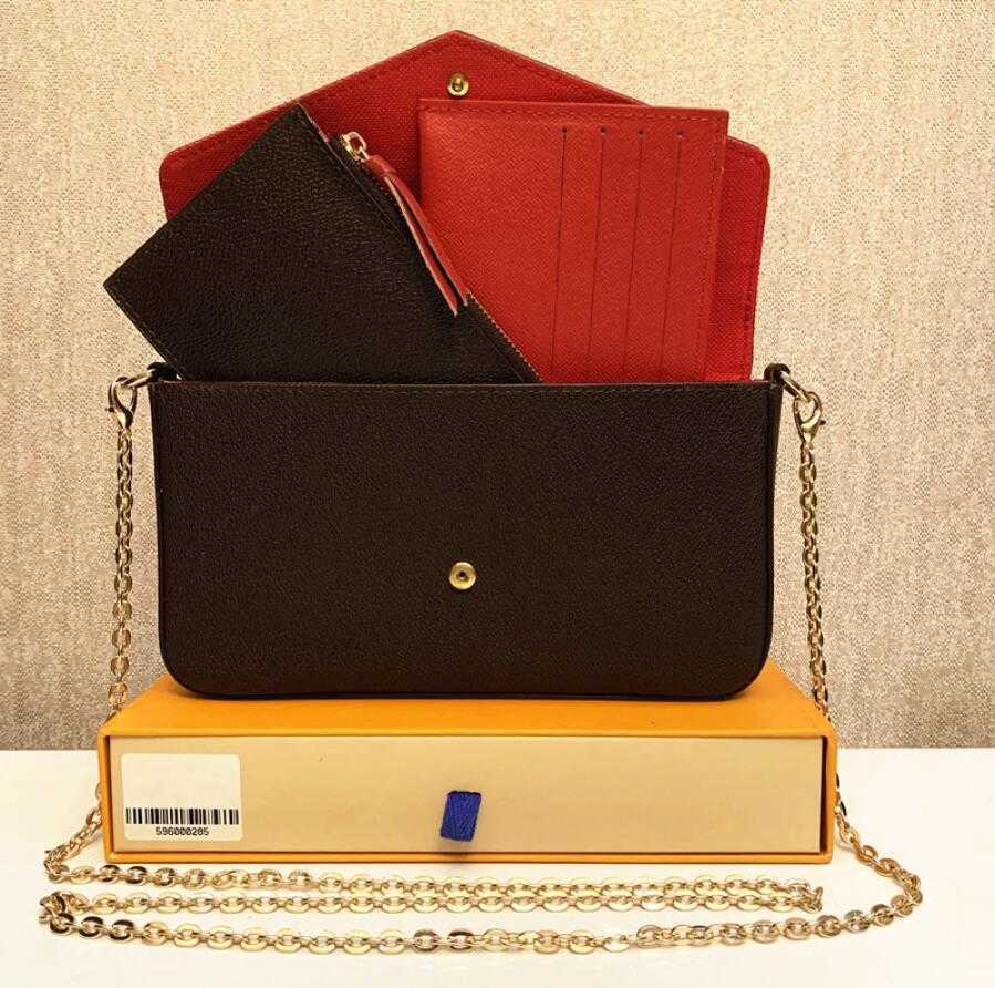 

Luxury Multi Felicie Pochette Women Chain Flap Bags Wallet Messenger Leather Handbags Shoulder Flower Purse Designer Crossbody bag brown handbag, Brown flower2