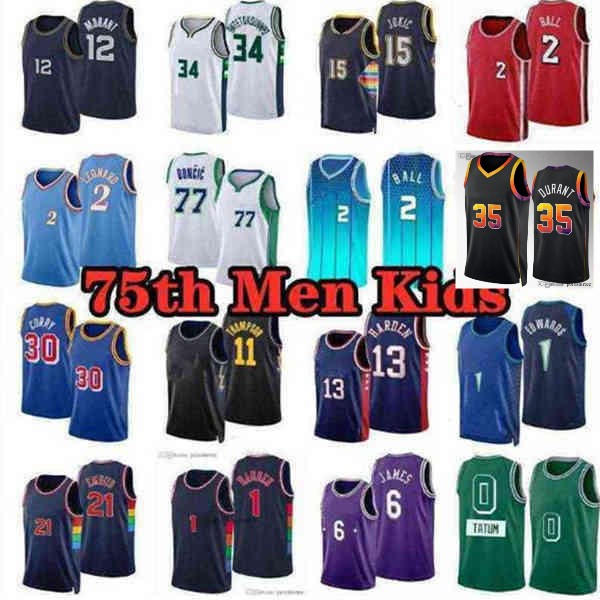 

Jayson Tatum LaMelo Ball Basketball jerseys Ja Morant Luka Doncic MJ Durant Curry Booker James Butler Embiid 24Bryant jersey 2022 75th Men Youth, As photo
