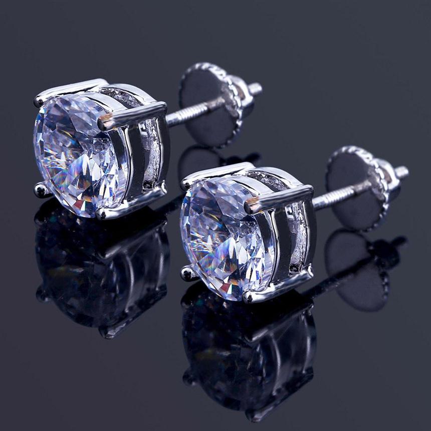 

8mm Hip Hop Stud Earrings Silver Gold Plated CZ earring mens womens earing ear ring Women Men designer earings luxury Jewelry Gifts290Q
