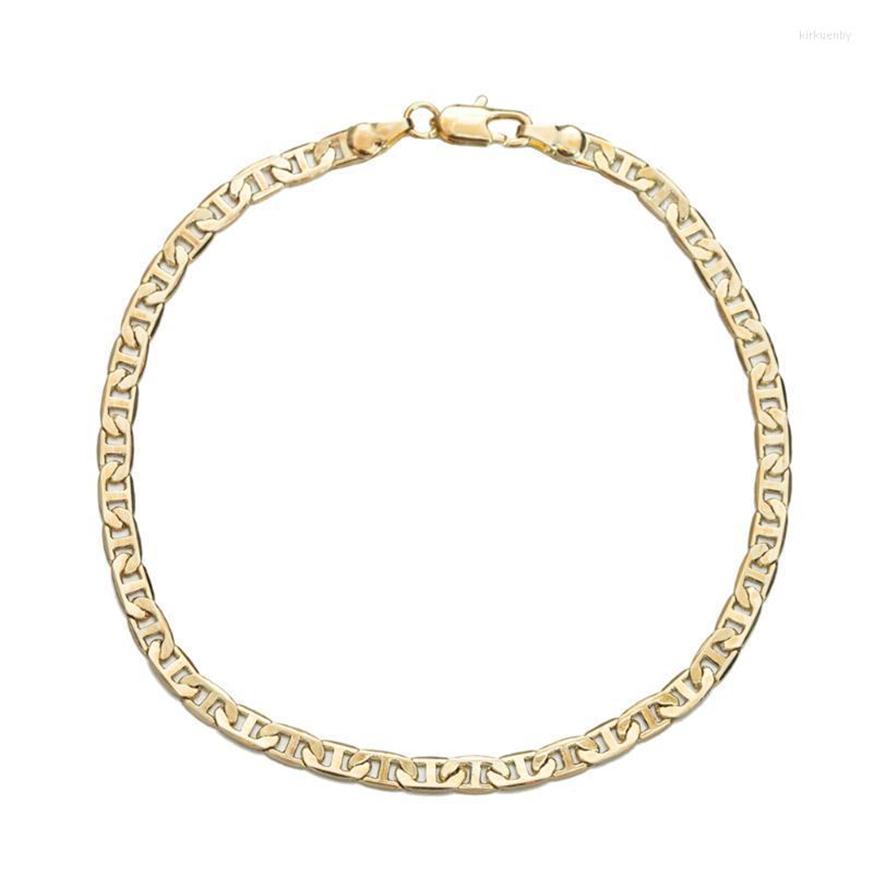 

Anklets 4mm Mariner Link Chain Gold Color Anklet 9 10 11 Inches Cuban Ankle Bracelet For Women Men Waterproof Kirk222618