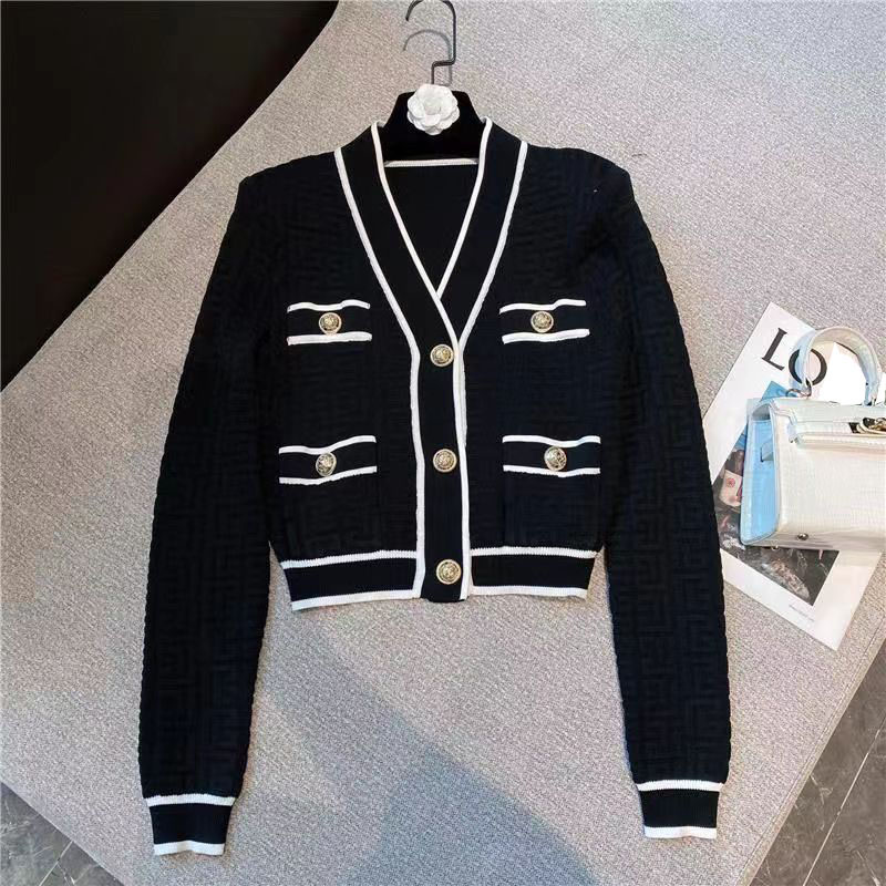 

2023 Women's Coat Jacket Slim Sweatshirt Women's Designer jacket Black and White Long-sleeved coat Chothing Size S-XL