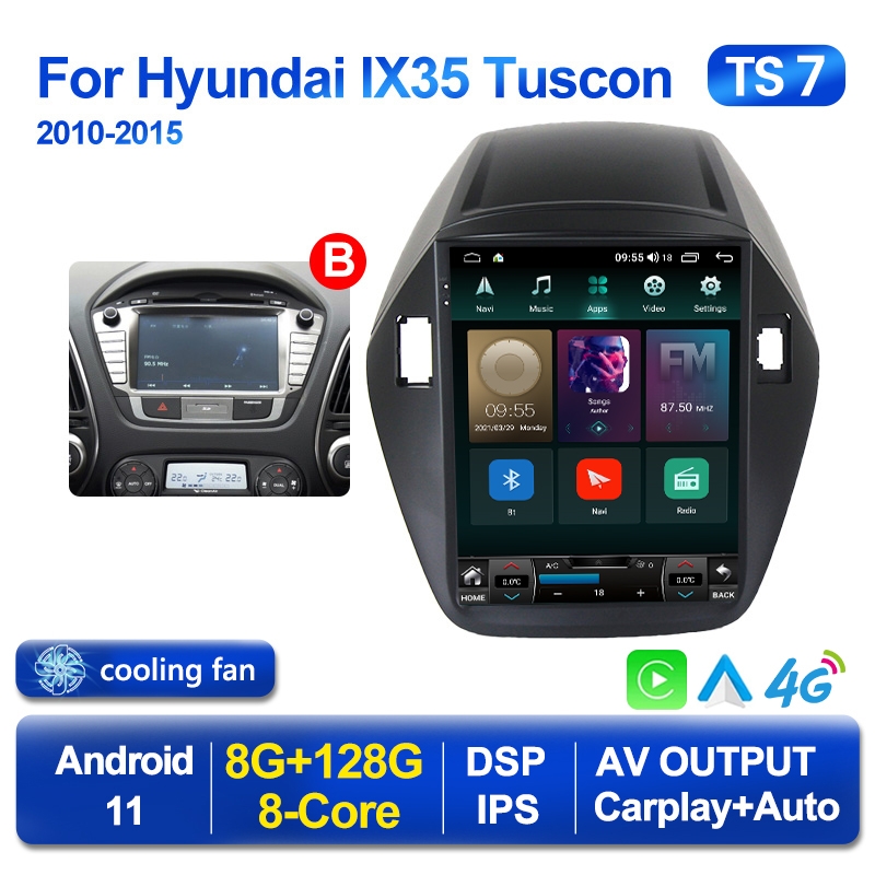 

2 Din Player Android 11 for Tesla Style Car Dvd Radio Audio for Hyundai Tucson 2 IX35 2009-2015 Multimedia GPS 2din Carplay Stereo