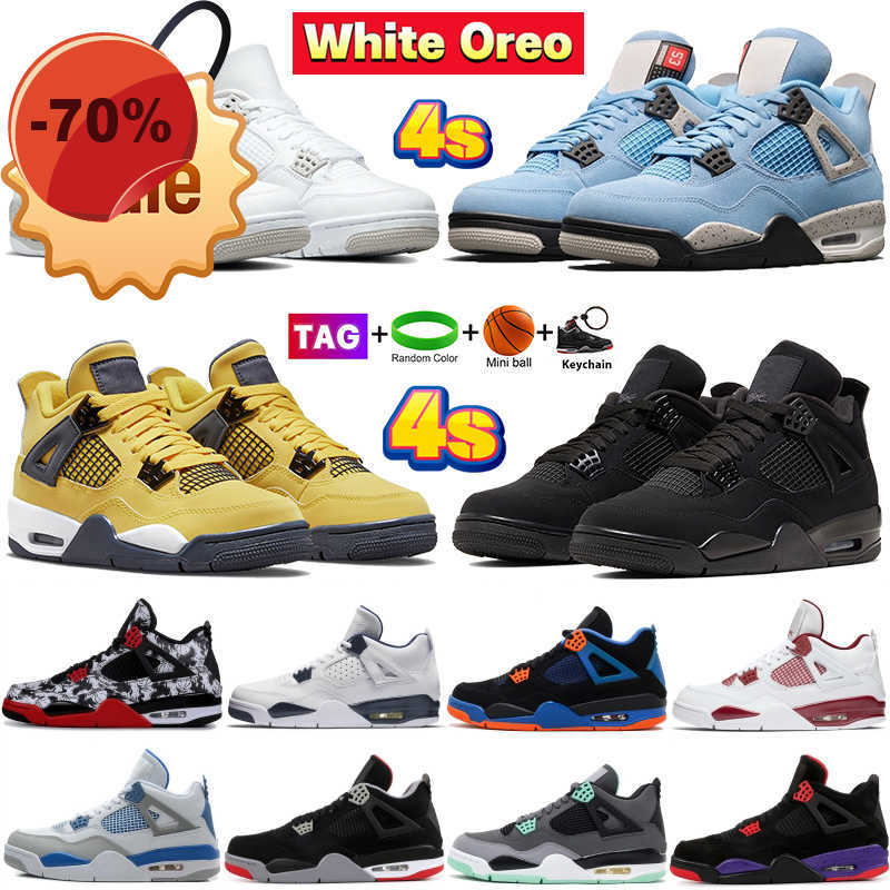 

Sandals Blue University 4s 4 basketball shoes white oreo Lightning Bred Black Cat men Designer sneakers Shimmer Paris Pure Money Red Thunder Fire, #16- military black
