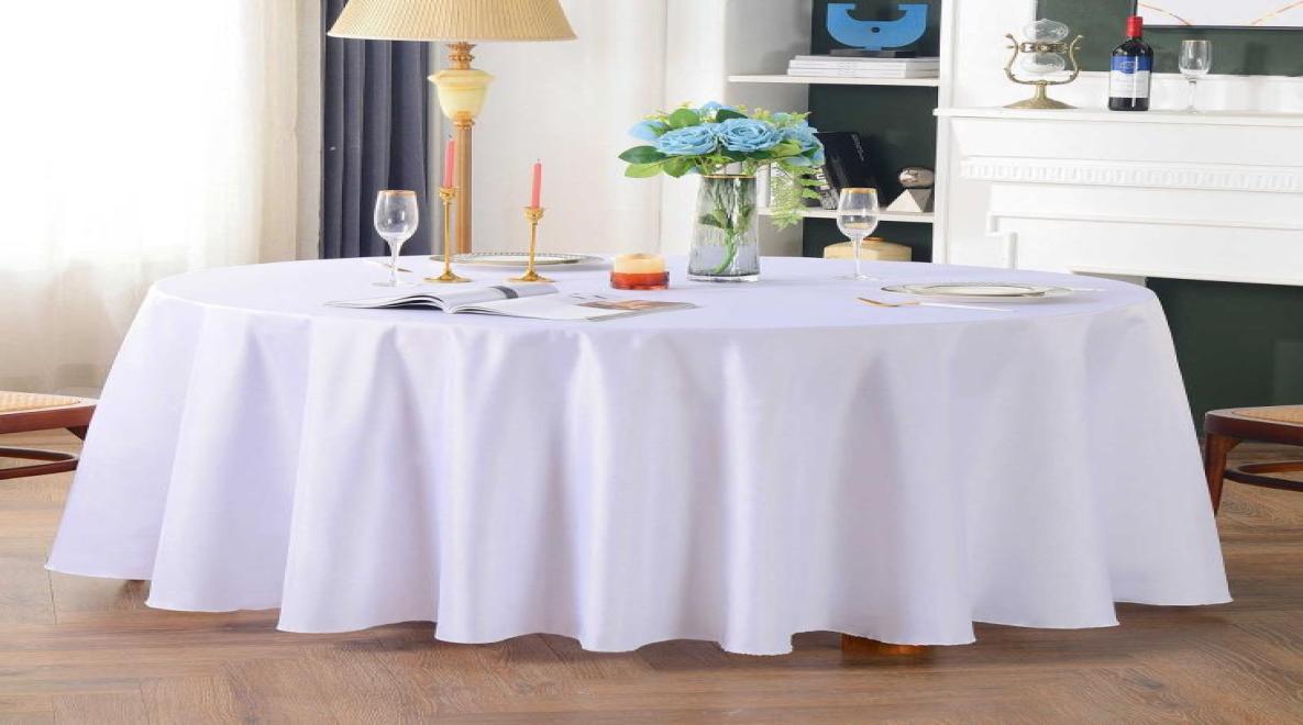 

Table Cloth White Round Satin Tablecloth Table Cover Banquet Dining Decoration High quality without stitching For el Home Weddi8391163