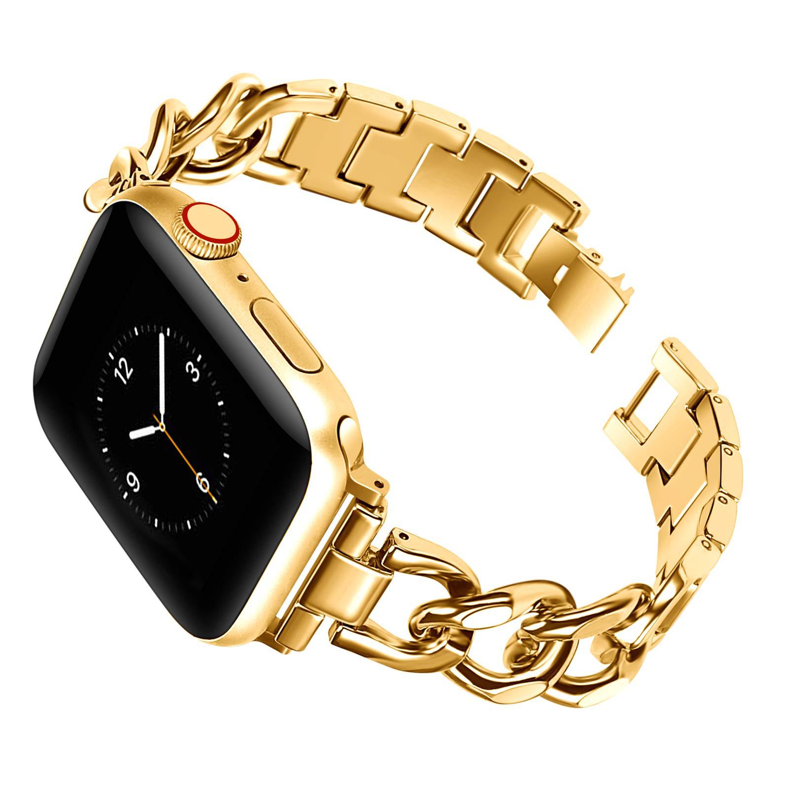 

Metal Chain Stainless Steel Strap For Apple Watch Ultra 8 7 SE 6 5 4 3 Series Luxury Ladies Bracelet Iwatch Bands 49mm 42mm 40mm 38mm Replace Wristbands Accessories 1pcs