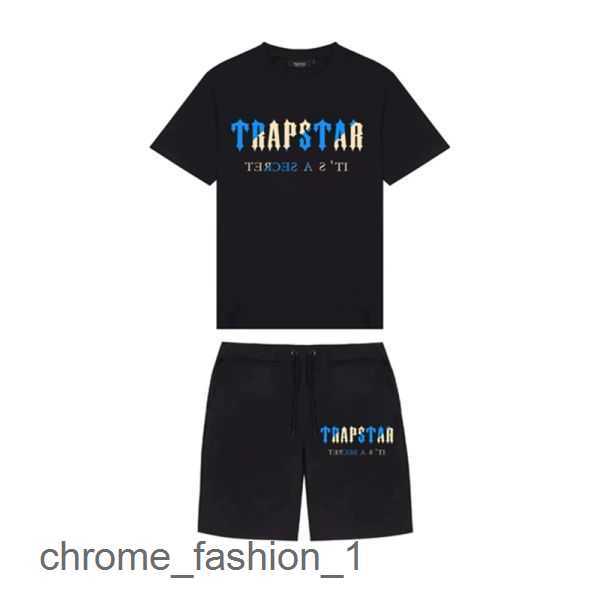 

Summer New Trapstar London Shooter Short-sleeved t Shirt Suit Chenille Decoding Black Ice Flavor 2.0 Men's Round Neck T-shirt Shorts 2 IHJN, T-shirt + shorts 4
