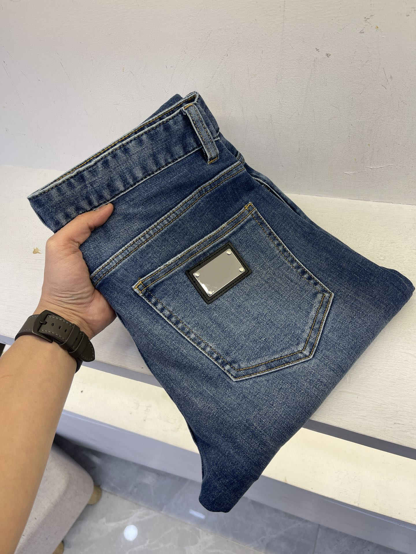 

2023 top brand new jeans highquality stretch material fashion with tight feet design men luxury jeans, Style 3