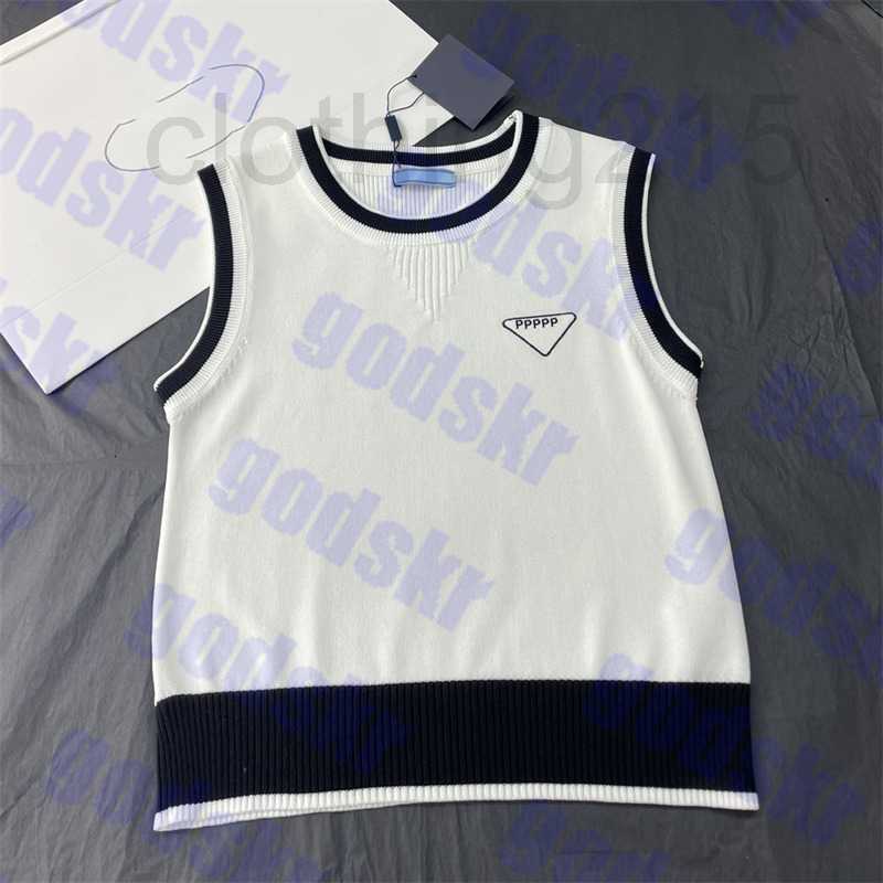 

Women' Tanks & Camis Designer Jacquard Knit Tank Letter Embroidery Tops Textile Triangle Vests Classic White Sleeveless Sweater H871, Please contact me real pictures