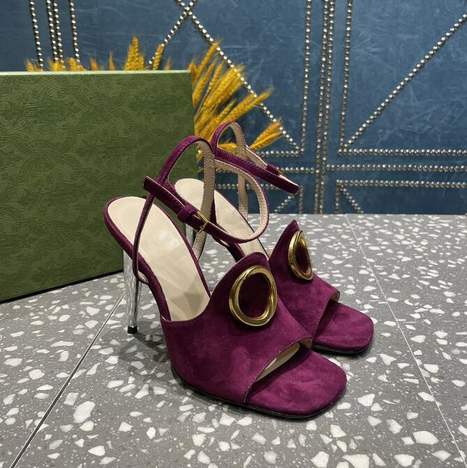 

Women Sandals High Heels Nubuckle Leather Slide Sandal Platform Slipper Chunky 2.4"heel height Shoes Summer