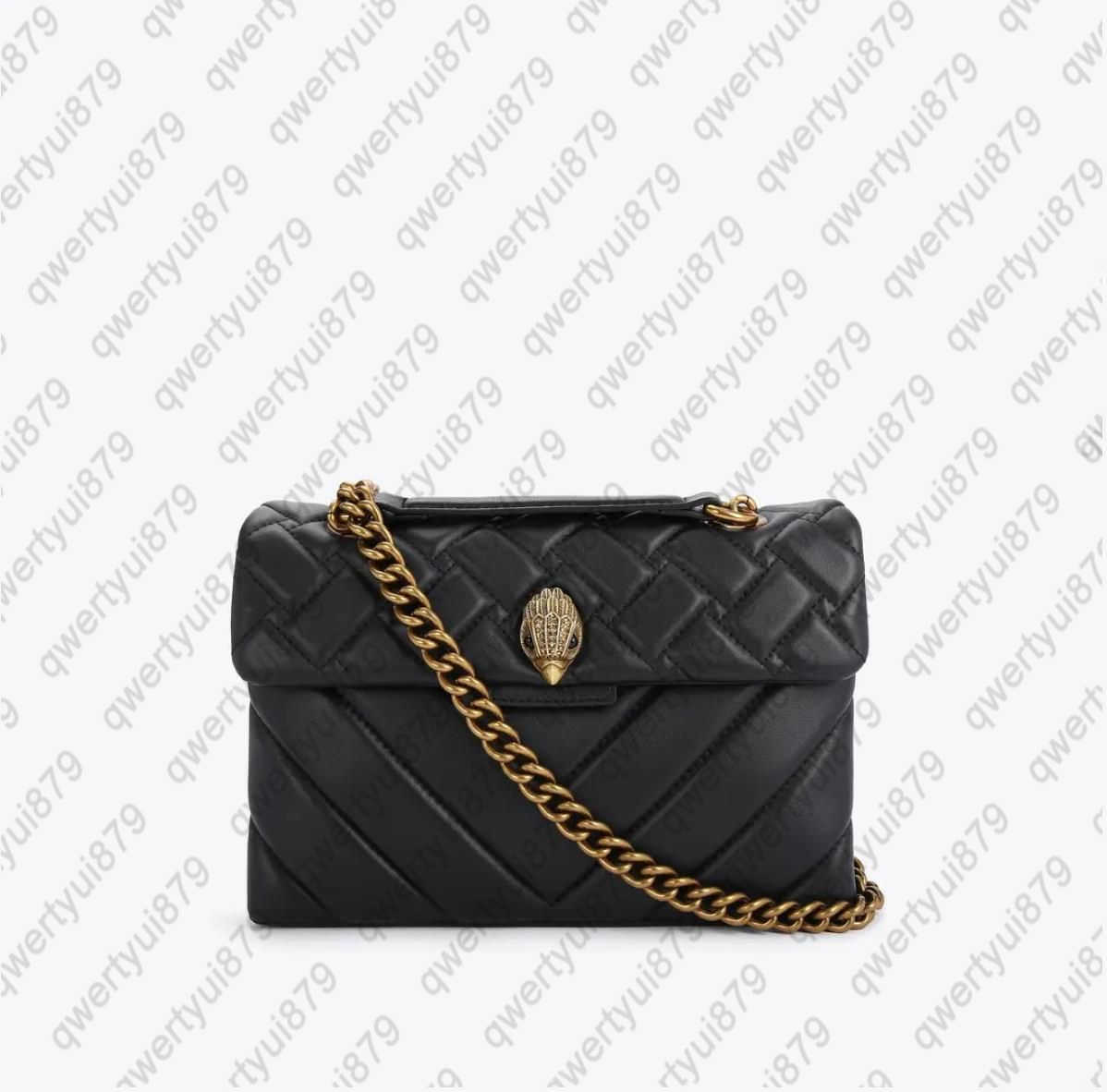 

Kurt Shoulder Bags Geiger London Kensington Medium Real Leather Handbags Luxury Black Gold/Silver Chains Shoulder Bag Cross Body Purse and