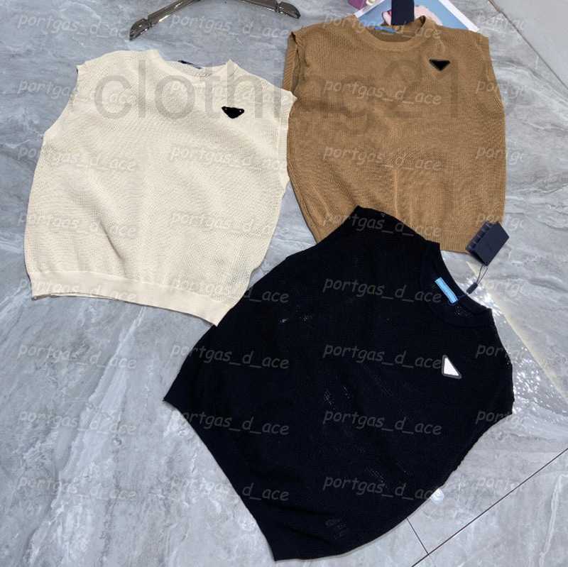 

Women's Tanks & Camis Designer Womens Knitted Vintage Summer Sleeveless Tops INS Fashion Thin Knit Vest ZJAT, Beige with label