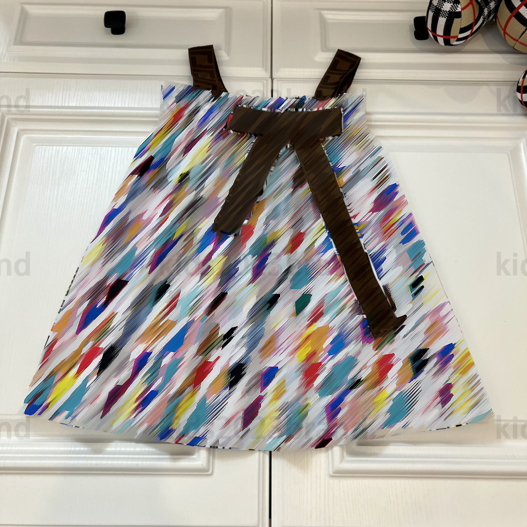 

2023SS luxury girls suspenders dress sleeveless skirt high-end girls sports dresses summer princess dress designer kids pleated dress 90-160cm fashion skirts, 3#