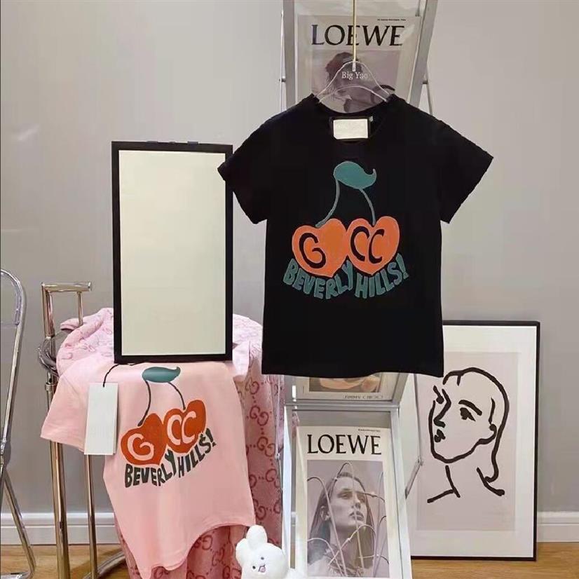 Kids fashion T-shirts Luxury designer t shirt Tops Tees boys girls red cherries embroidered letter cotton short sleeve Pullover ch309m