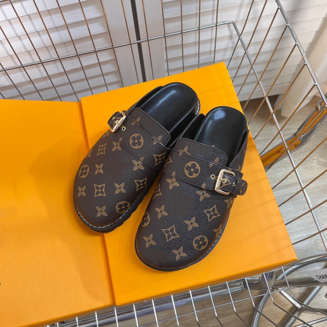 

2023 early spring flat slippers with floral decorative leather finish light and comfortable, Color3