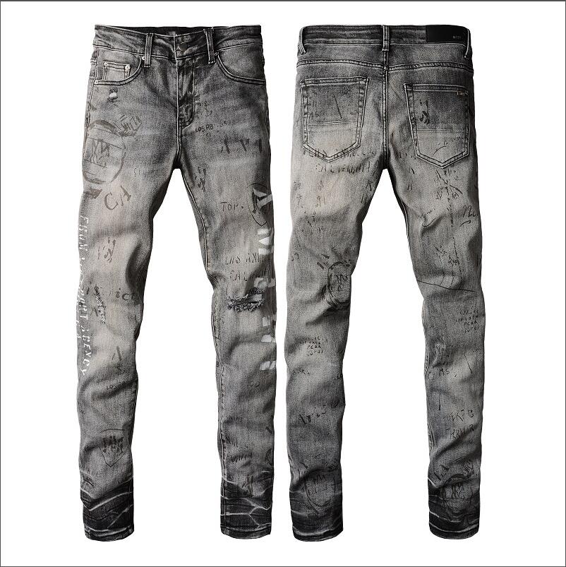 

2022 Designer mens jeans hip-hop fashion zipper hole wash jean pants retro torn fold stitching men design motorcycle riding cool slim pant purple jeans for women#293, Black