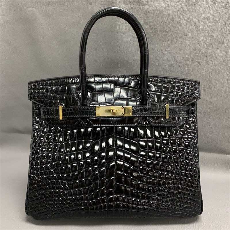 

Designer Birkin Herme Women Handbags 2022 Crocodile bone pattern leather arch bead fashion handbag French single shoulder diagonal cow leather 18lil, Black crocodile shaped arch bead