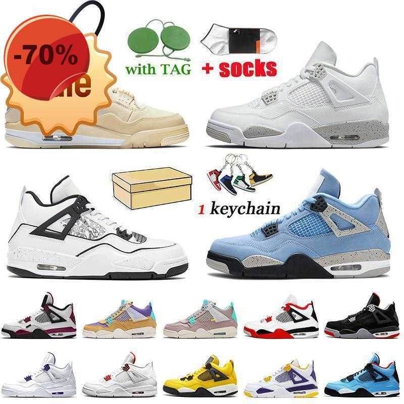 

Sandals 4s High 4 Basketball shoes University blue white oero shimmer Black Cat Lightning union noir Fire red bred Pure Money metallic purple green