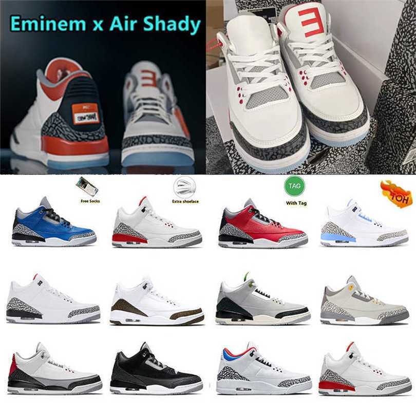 

Jumpman 3 3s Mens basketball shoes Eminem x Shady PE Halftime Show Slim Fire Red Super B men women spotrs sneakers OG size, Item#37