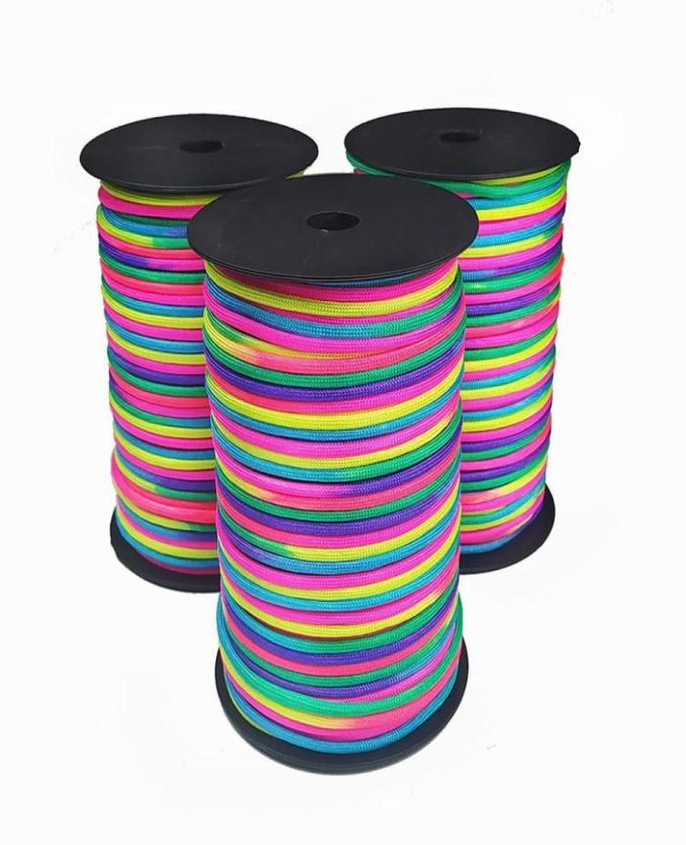 

Outdoor Gadgets 4mm Rainbow Strip Dye Gradient 7 Core Paracord DIY Knitting Bracelet Accessories Material Camping Rope LanyardOutd7434194
