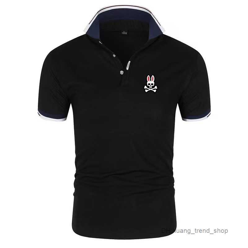 

Mens Polos Combed Cotton Summer Clothing Short Sleeve Business Design Animal Pattern Psycho Bunny Top t Shirt Casual Striped Designer8, Navy blue