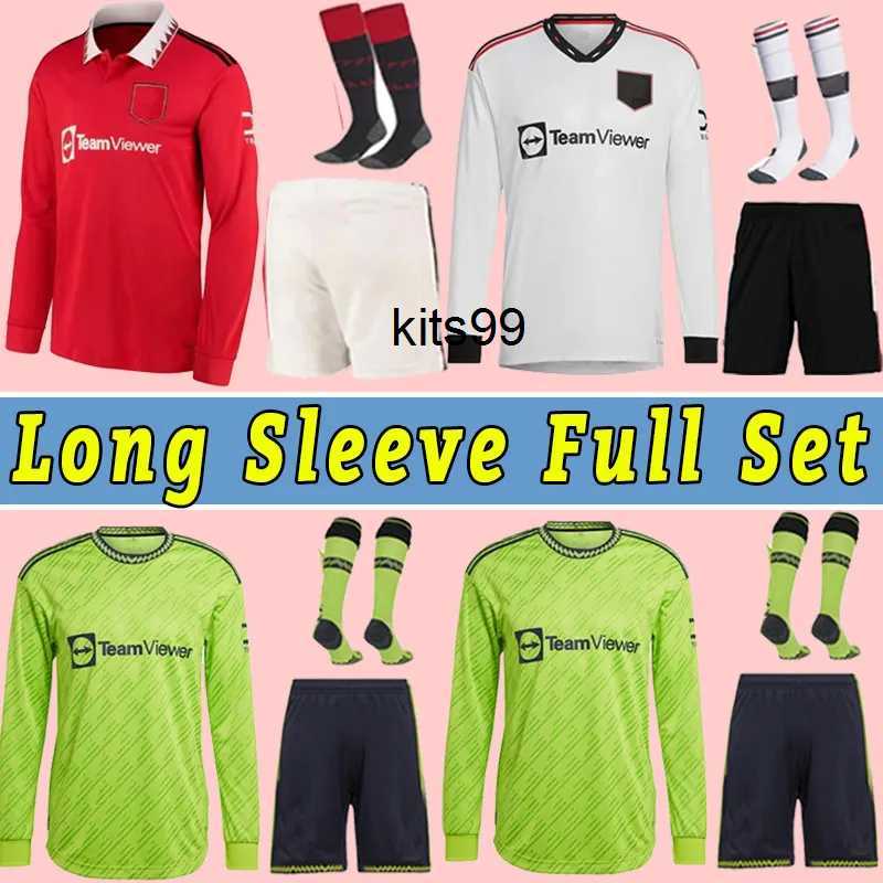 

Long sleeve full kits 22 23 SANCHO soccer jerseys B.FERNANDES MAN uTd RASHFORD football shirt 2022 2023 ronaldo MARTINEZ FRED MALACIA, Home player version 7