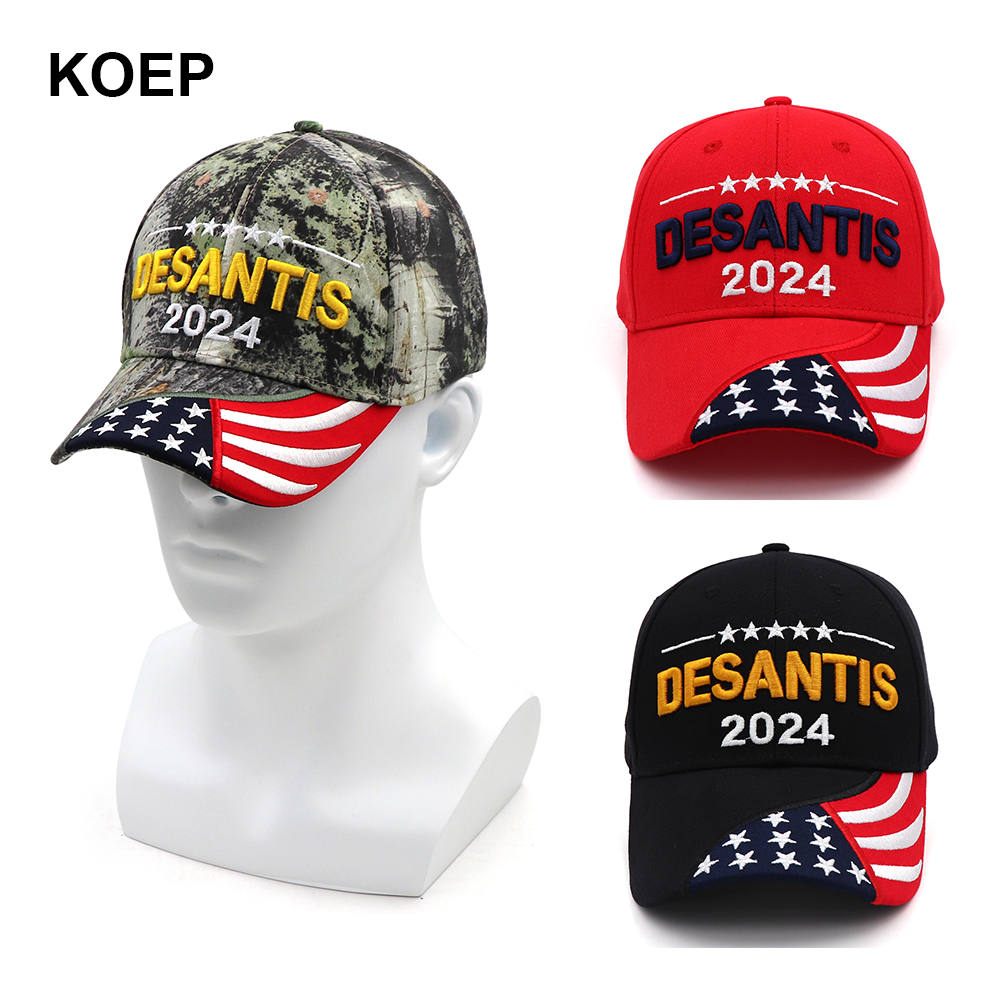 

New DESANTIS 2024 Cap USA Flag Baseball Caps Snapback President Hat 3D Embroidery