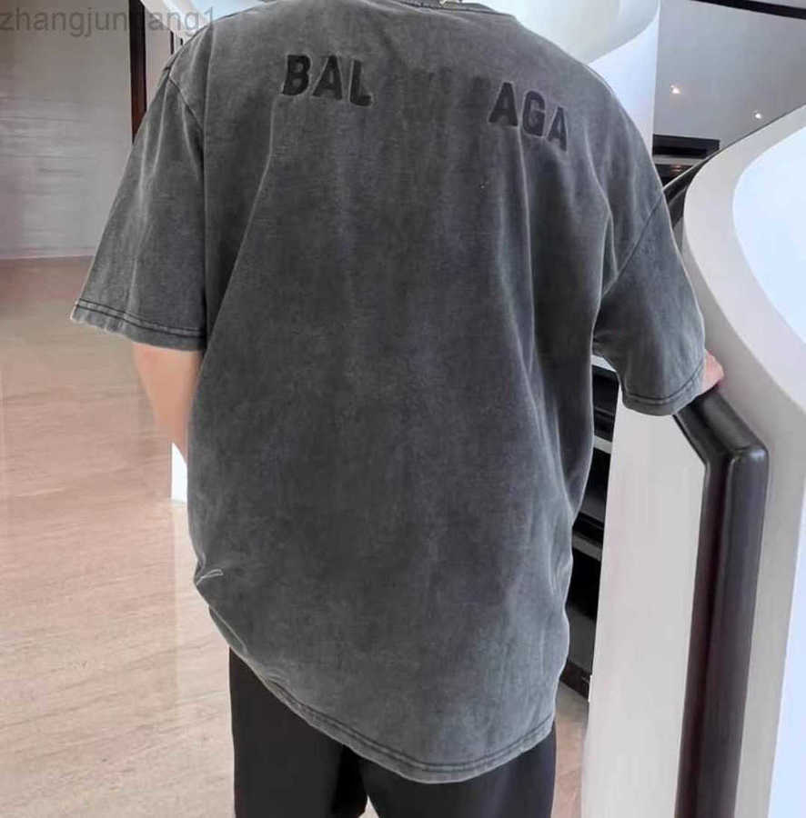 

23SSS Designer Balencigas Women T Shirt Classic Family Dark Embroidered Ins Couples Versatile Washable Loose Short-sleeved Versatile Tshirts SEQL, Wash water cement 1