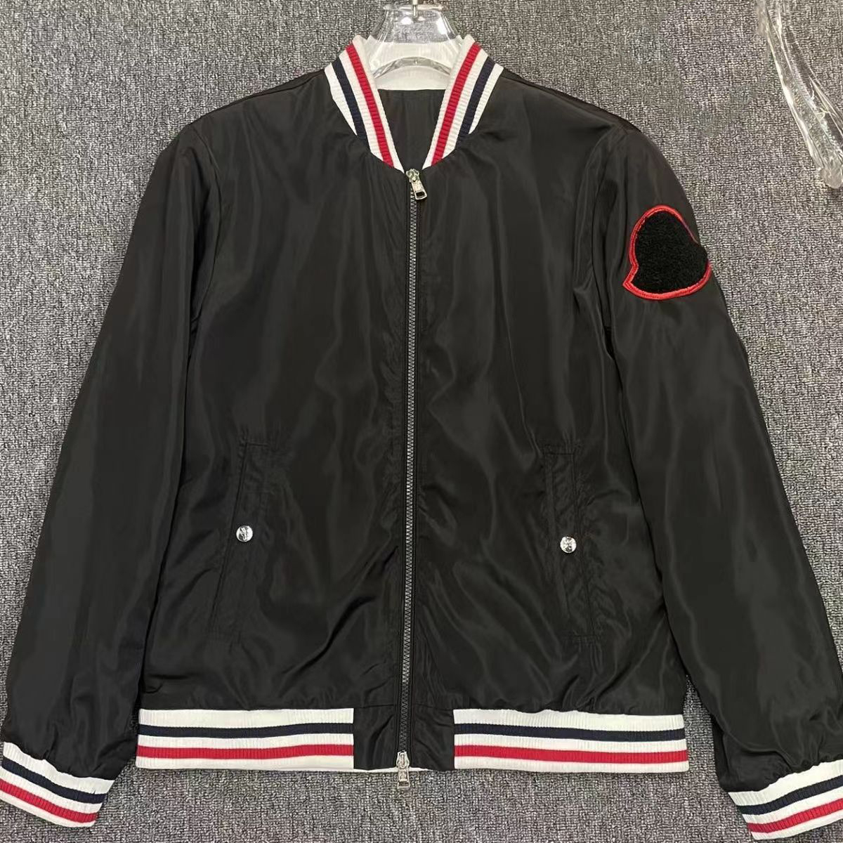 

Bomber Jacket Coat Man Coats Embroidery Sleeve Outwears Hooded Jackets Streetwear Tops M-2XL, Black