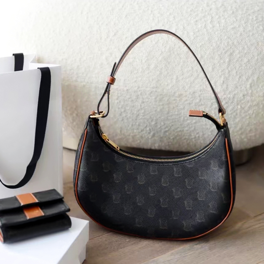 

Designer clutch TRIOMPHE AVA Cases satchel Bags fashion celins tote handbag Shoulder half moons crossbody bags womens mens Luxury vintage camouflage underarm bag, Black mon0gram