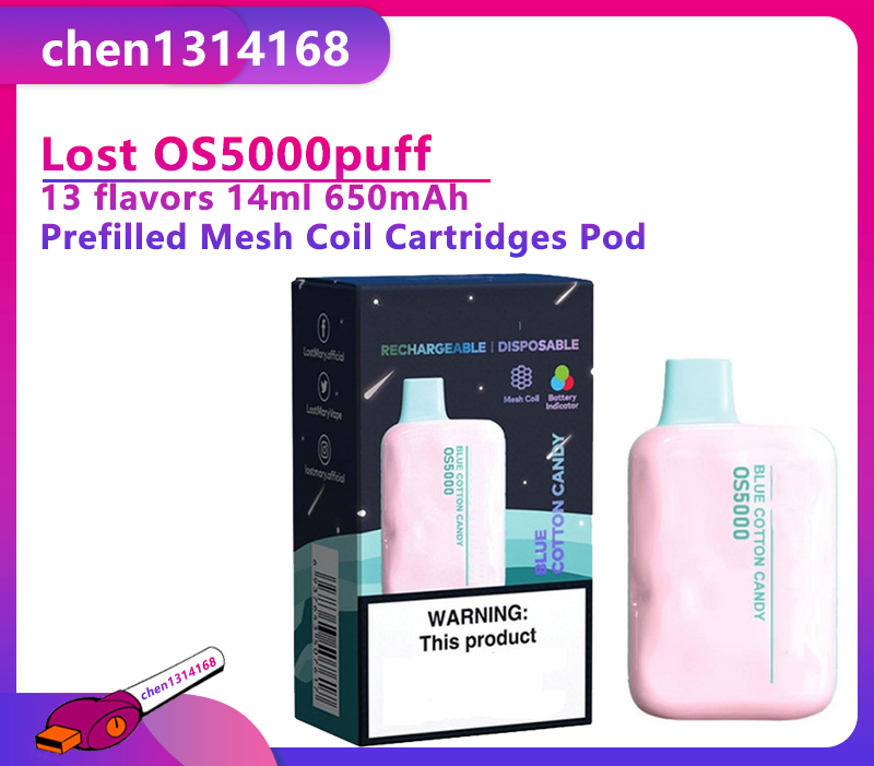 

Lost Mary OS5000 Disposable E cigarettes 5000Puff Vape Pen 13 flavors 14ml Prefilled Mesh Coil Cartridges Pod 650mAh Rechargeable Battery Vaporizer