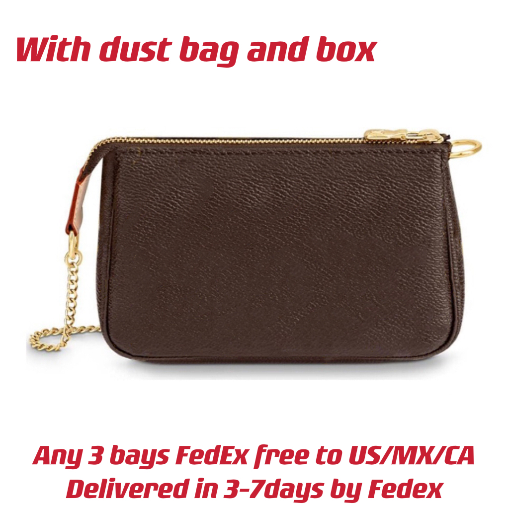 

Wholesale Fashion Luxury Lady Shoulder Bag Designer Handbags Totes Bags Mini Pochette Accessoires Canvas WOMAN Brown Plaid Handbag M58009, Brown flower