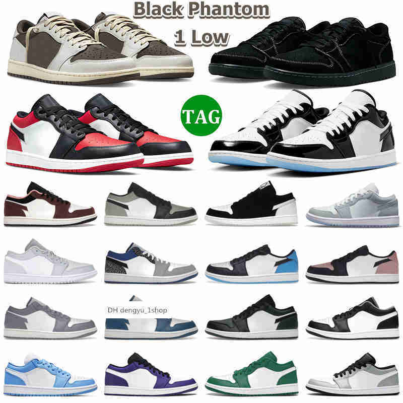 

1 Low Basketball Shoes Men Women 1s Reverse Mocha Black Phantom Wolf Grey Concord Bred Shadow Toe Bulls White Camo True B air JO OG air shoe, 19