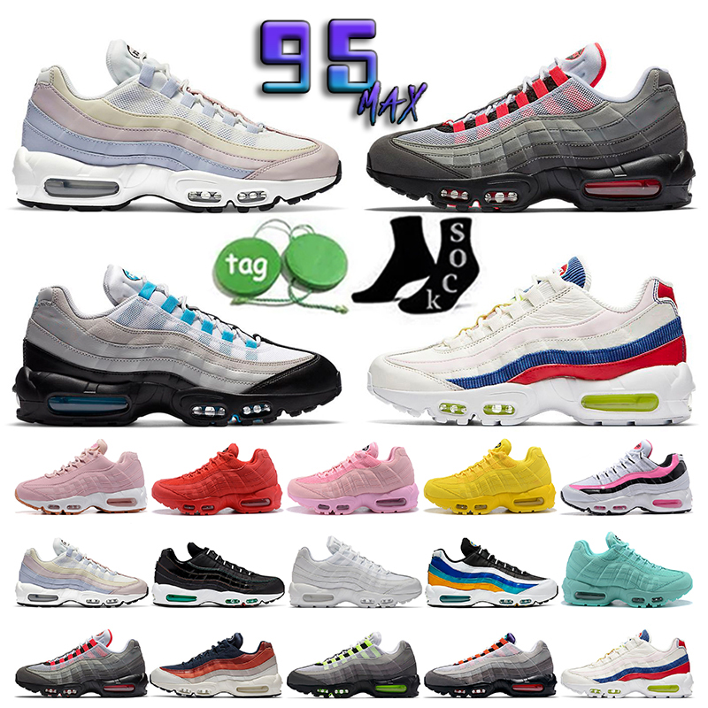 

Men women running shoes 2023 airmaxs 95 Triple Black White yellow OG Neon Light Blue Solar Red Smoke Grey Midnight Navy mens outdoor sprots, 14