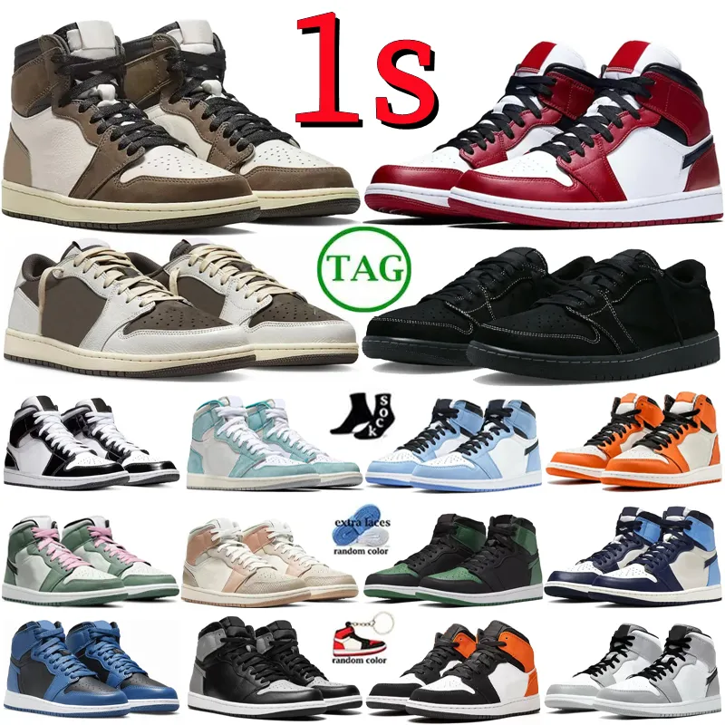 

Designer OG 1 1s Basketball Shoes for Men Women Black Phantom Chicago University Blue UNC Fragment Reverse Dark Mocha Lost Found High Low Sneakers Sports Trainers, 1#