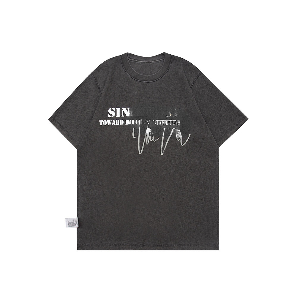T-shirts pour hommes T-shirt blanc décontracté à épaules dénudées All-match Couple d'été High Street Manches courtes en pur coton pour hommes et