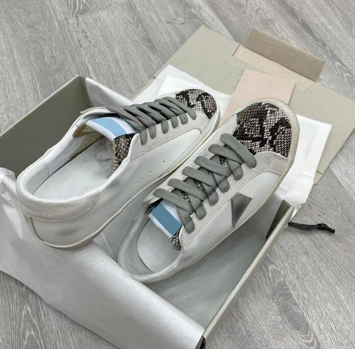 

#Golden#Gooses#Sneakers Super Star Sneakers Metallic Casual Shoes Classic Do-old Dirty Shoe Snake Skin Heel Suede Cream Sole Women Man White, Clear