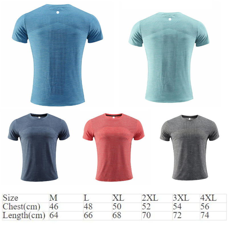 

LL-9138 Mens Yoga Outfit Gym Tshirts Summer Exercise & Fitness Wear Sportwear Running Trainer Short Sleeve Shirts Outdoor Tops Breathable Fast Dry, Blue
