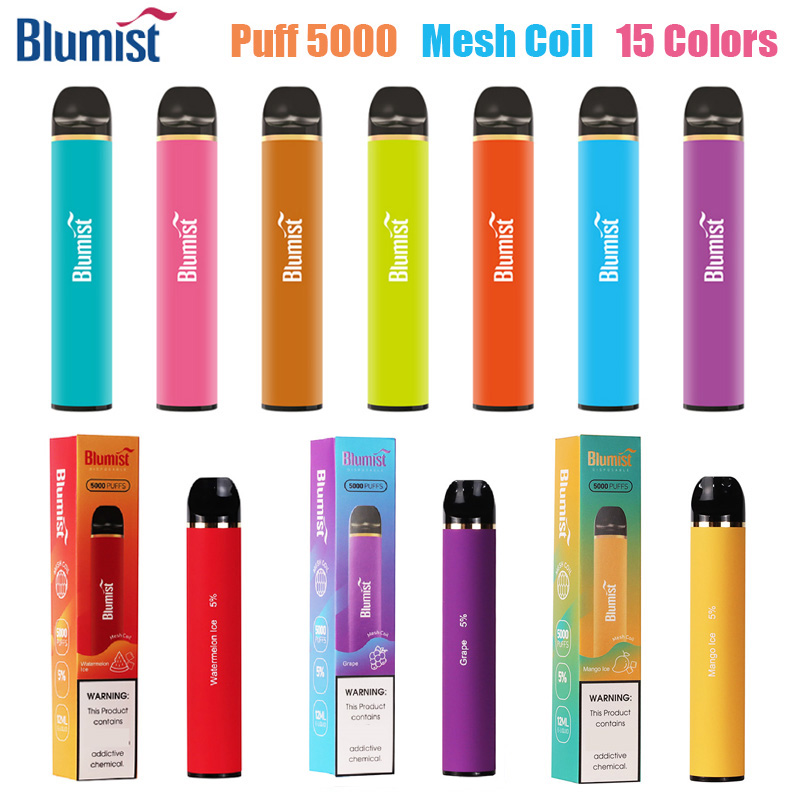 

Blumist 5000 Puff 5000 Vape Disposable E-cigarettes vapes disposables 650mah Rechargeable Battery Mesh Coil 12ml Pre-filled vaper desechable Authentic