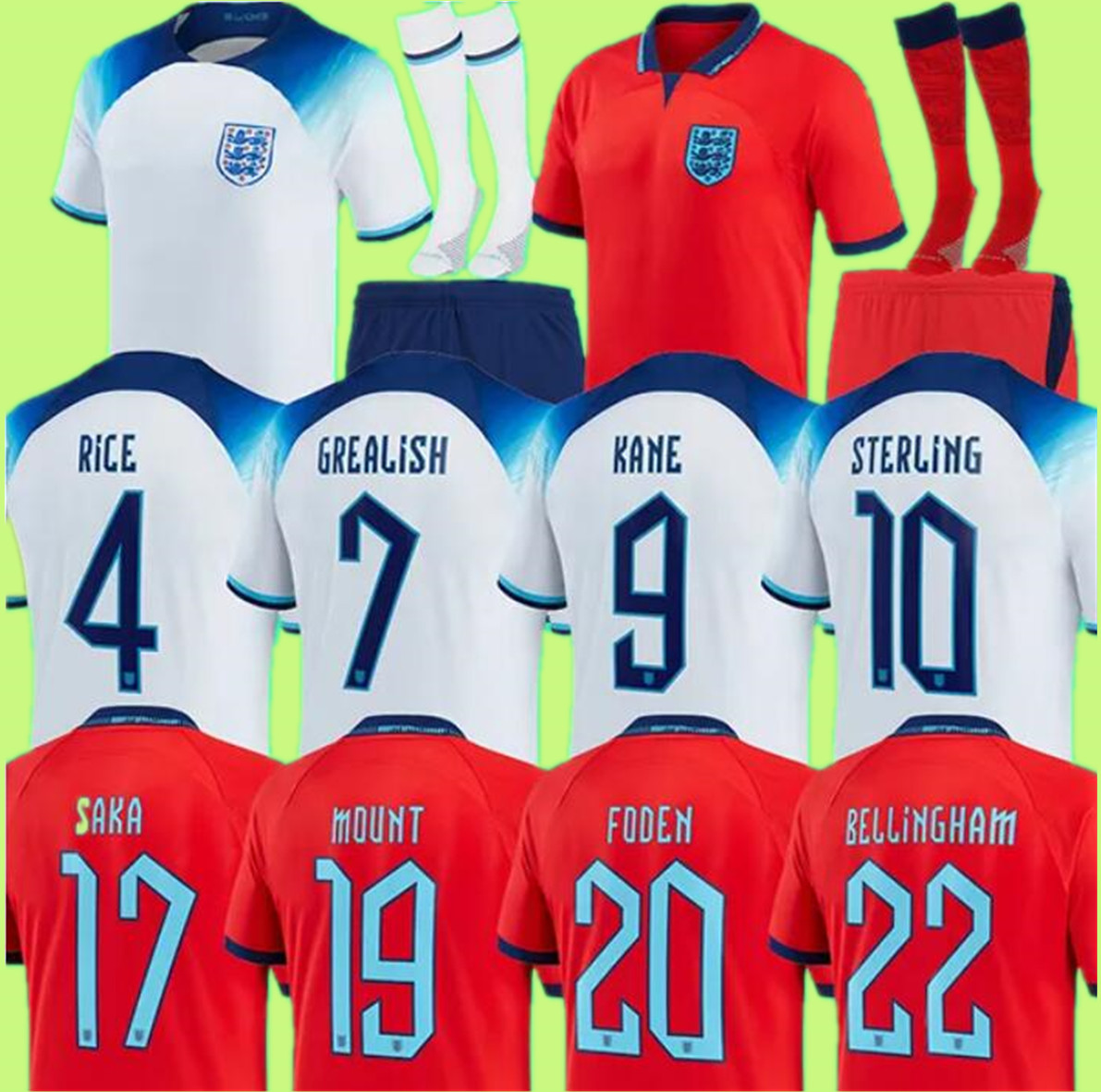 

2022 Angleterre KANE FODEN soccer jerseys STERLING GREALISH RASHFORD MOUNT BELLINGHAM ENGlANDS SANCHO  23 national Football shirt Men kids kit uniform, Gold