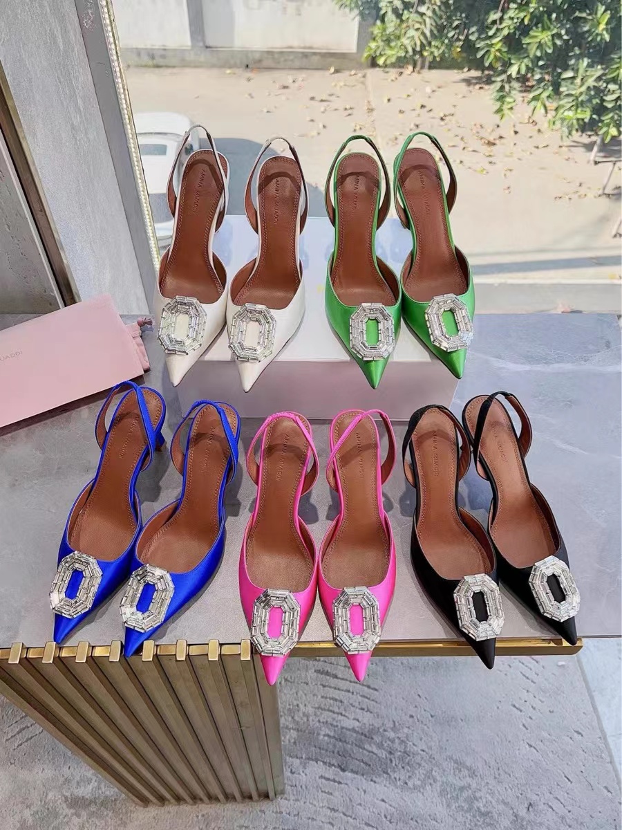 

Amina muaddi designer sandals Womens Wedding Heels Dress Shoes Satin pointed slingbacks Bowtie pumps Crystal sunflower flower high heeled shoe 100mm Women sandal