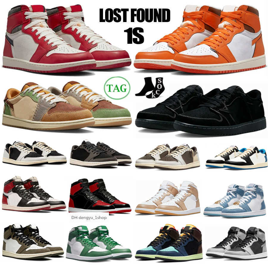 

Lost And Found 1 Basketball Shoes Jumpman 1s lows Black Phantom Reverse Mocha Starfish Gorge Green Voodoo Bred Patent M air jord OG air shoe, 10